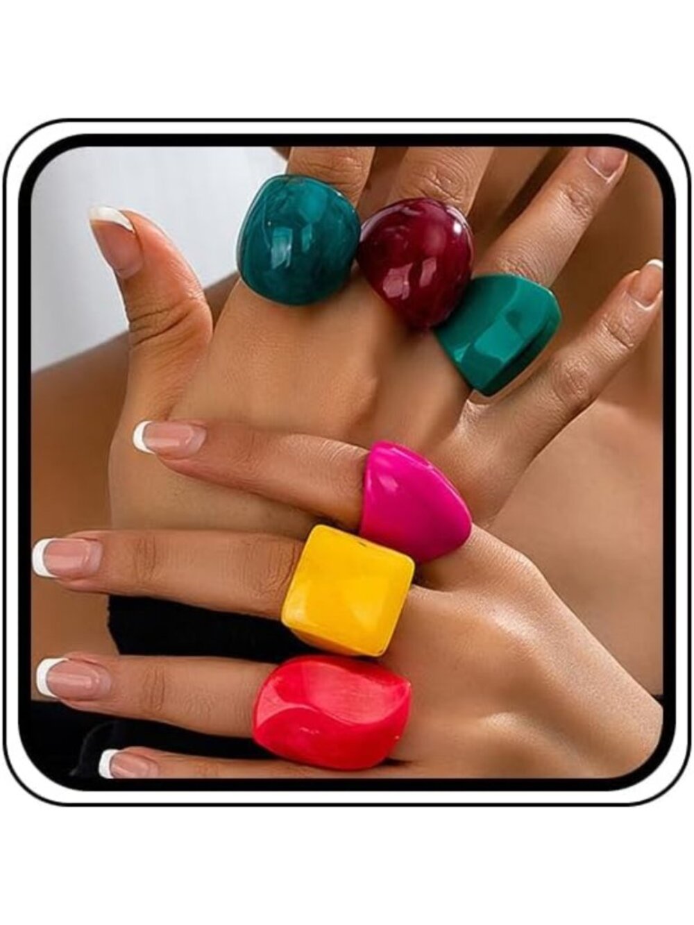 Colorful Chunky Resin Knuckle Rings Set | Y2K Irregular Stackable Acrylic